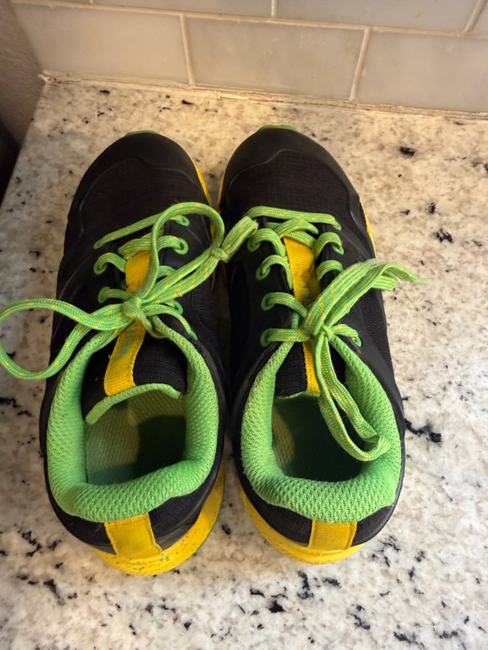 Merrell Black Trail Sneaker with Green and Yellow Accents - Picture 3 of 5